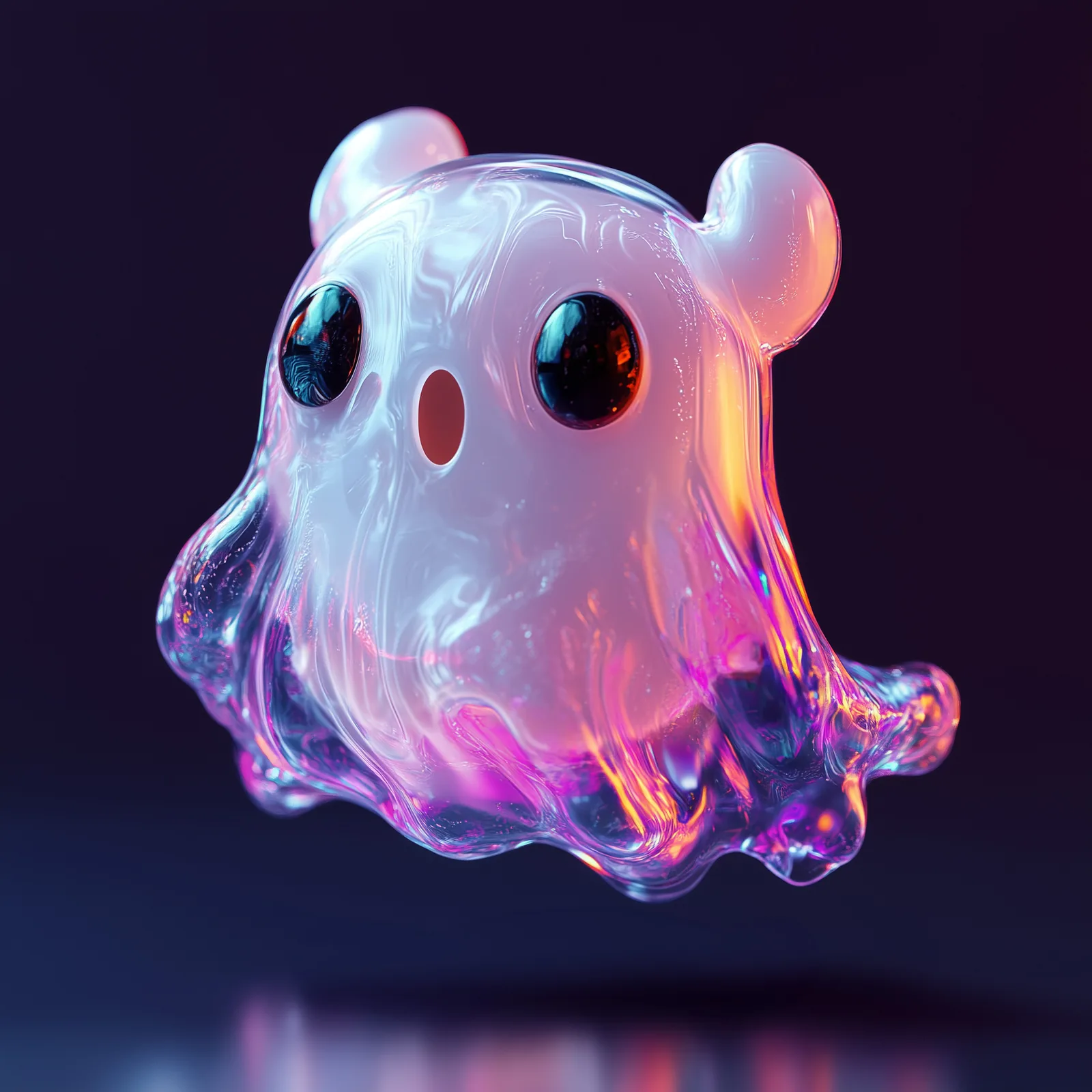 Mochi, a pearlescent glass ghost
